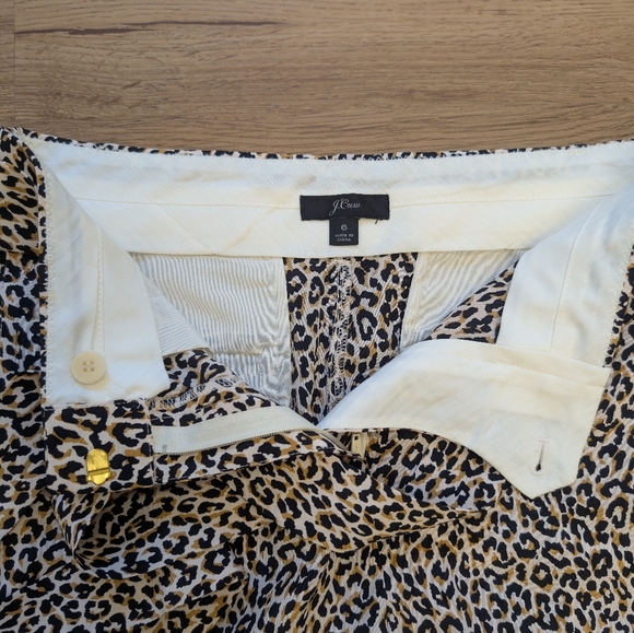 J Crew Wide Leg Cropped Leopard Print Pants - Picture 4 of 9